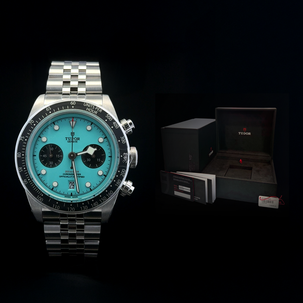 Tudor Rare Black Bay Chronograph NEW 41mm Flamingo Tiffany Dial 79360N Open Card