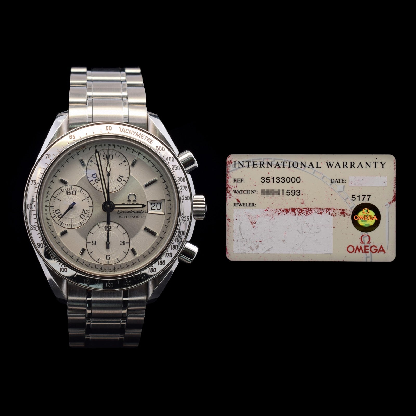 Omega Speedmaster Date 39mm White/Silver Dial | Ref 3513.30 with Card