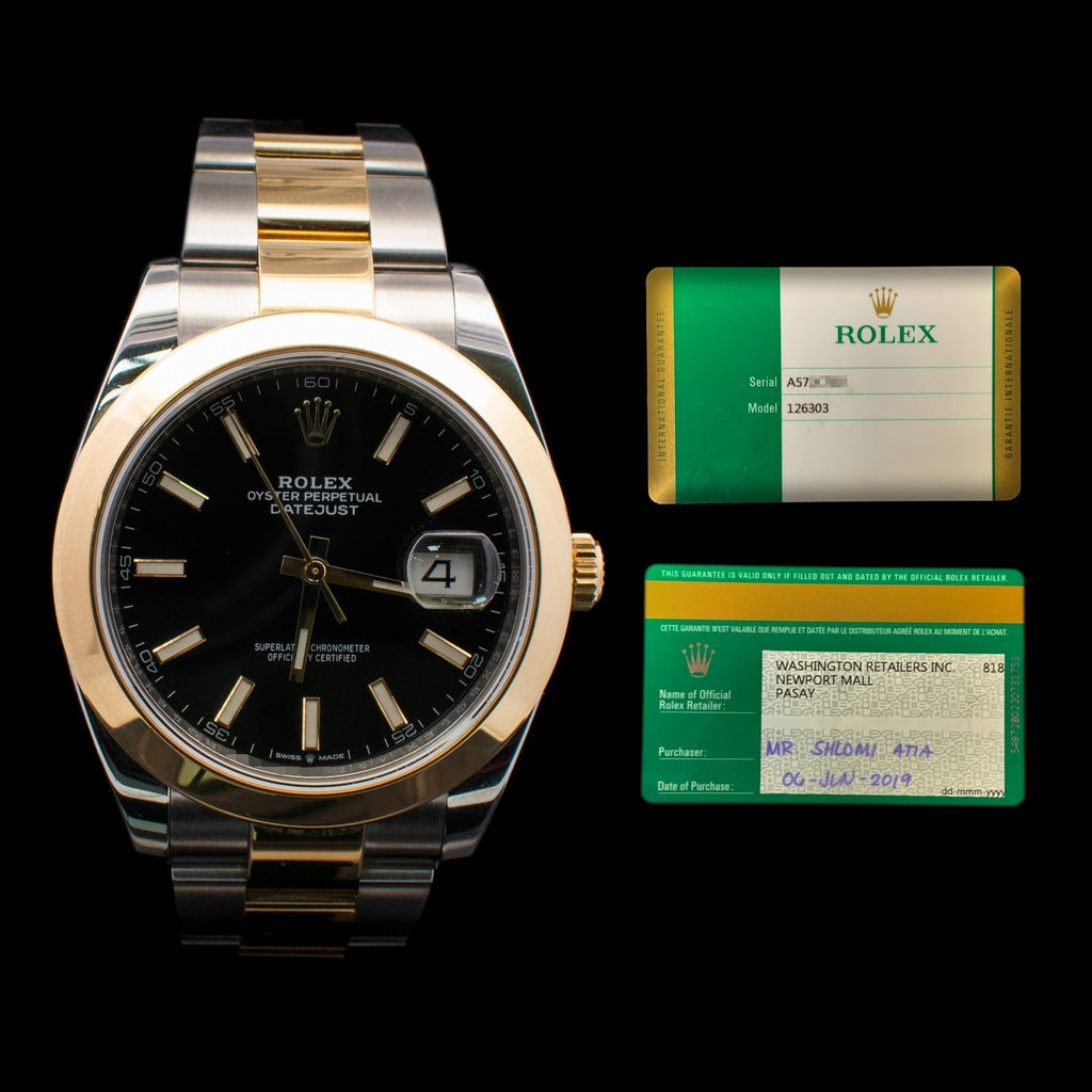 Rolex Datejust 41 | Black Stick Dial | Two-Tone Oyster Bracelet | Ref. 126303 |