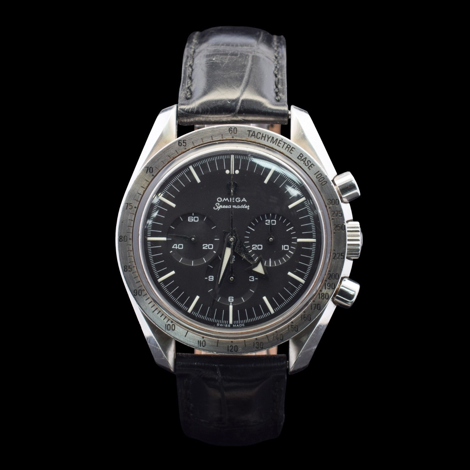 Omega Speedmaster Broad Arrow 1957 | OEM Black Leather Strap | Ref. 3594.50