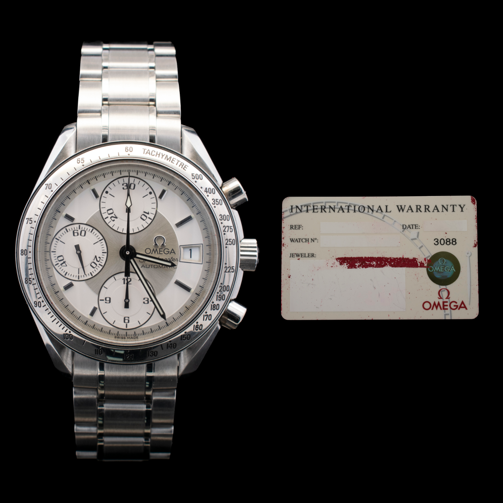 Omega Speedmaster Date 39mm White/Silver Dial | Ref 3513.30 with Card I