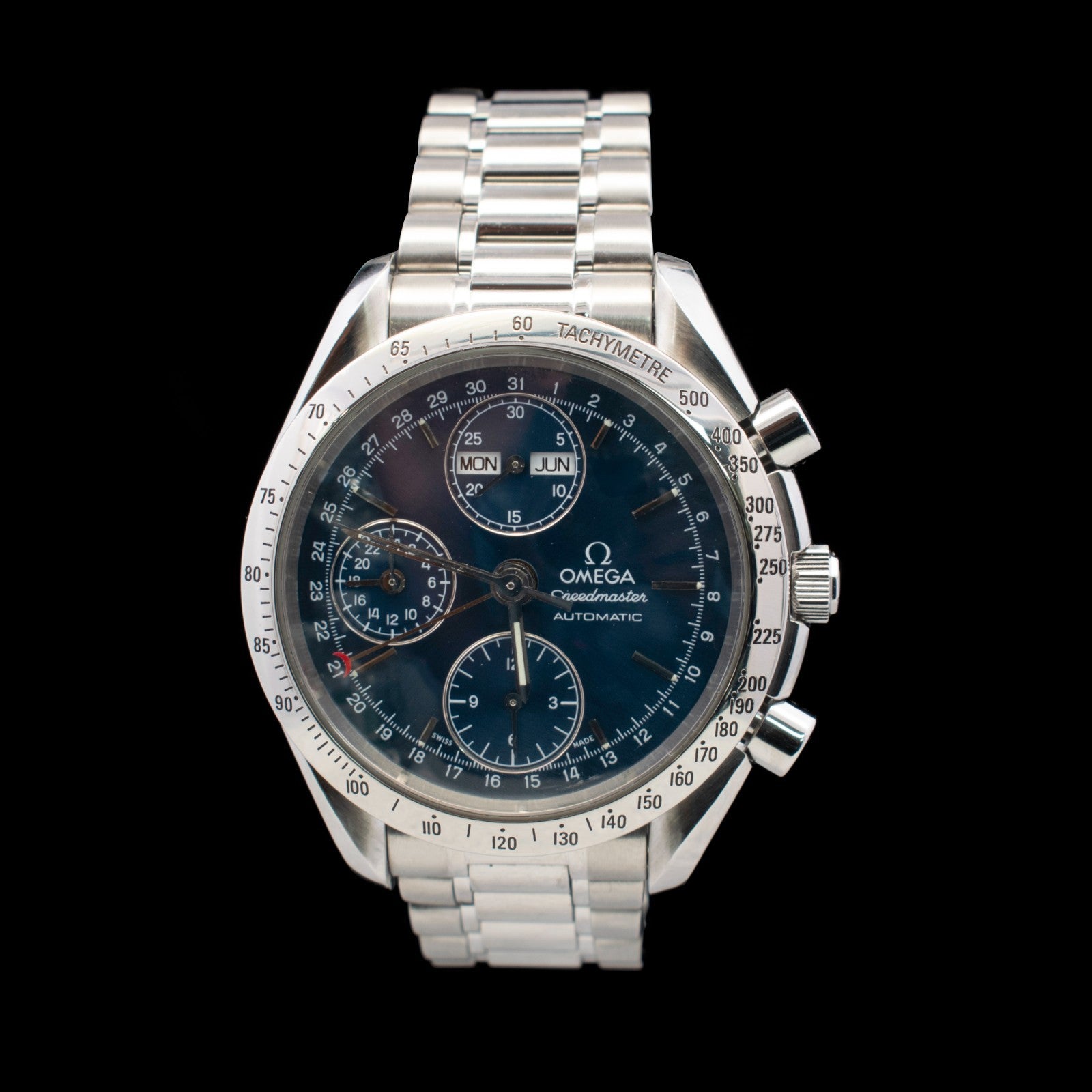 Omega Speedmaster Day-Date Triple Calendar | 39mm Blue Dial | 3521.80 I Card I