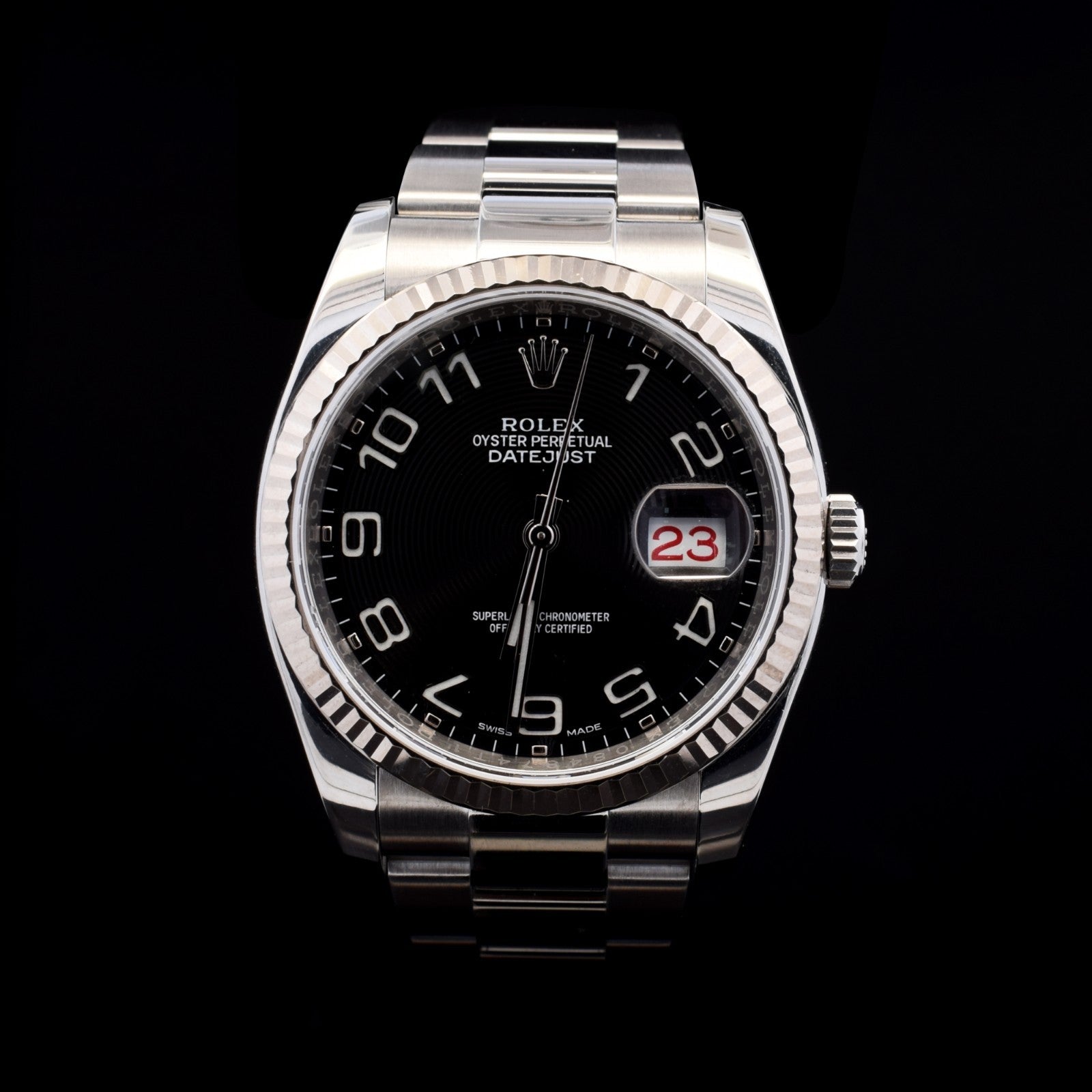 Rolex Datejust36mm 116234|Black Concentric Dial |Oyster Bracelet | White Rolesor