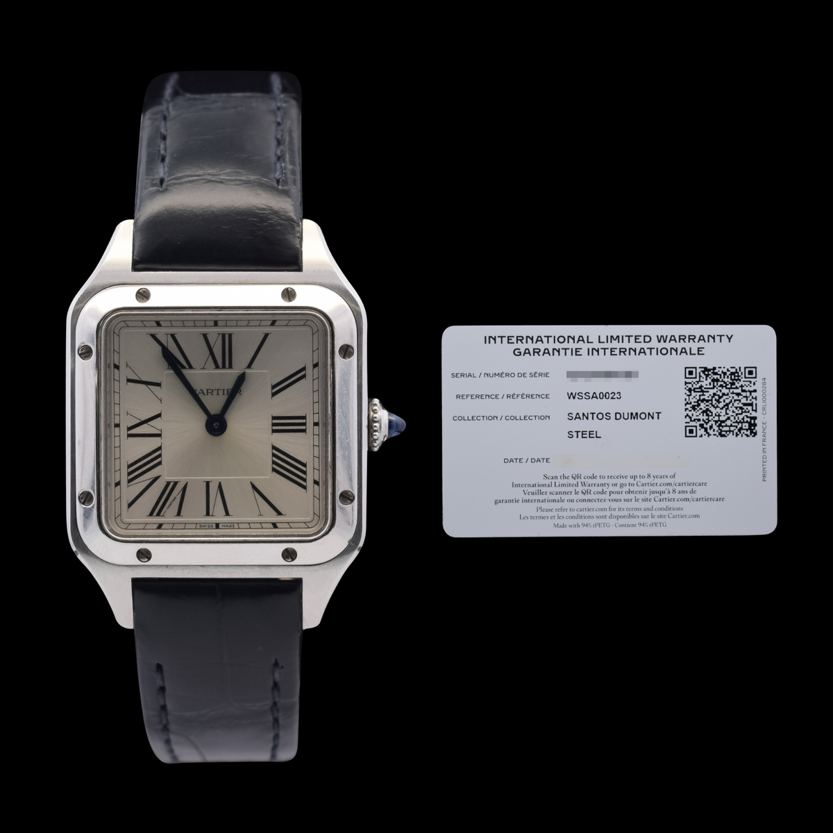 Cartier Santos-Dumont | 38 x 27.5mm Silver Dial | Leather Strap | Ref. WSSA0023