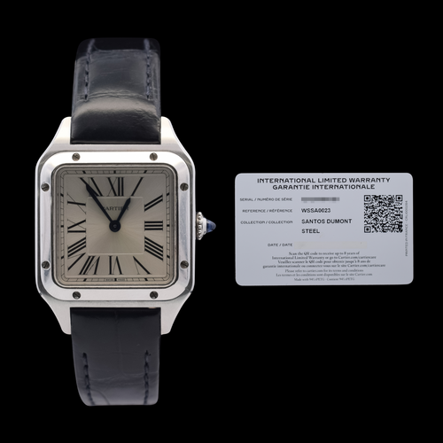 Cartier Santos-Dumont | 38 x 27.5mm Silver Dial | Leather Strap | Ref. WSSA0023