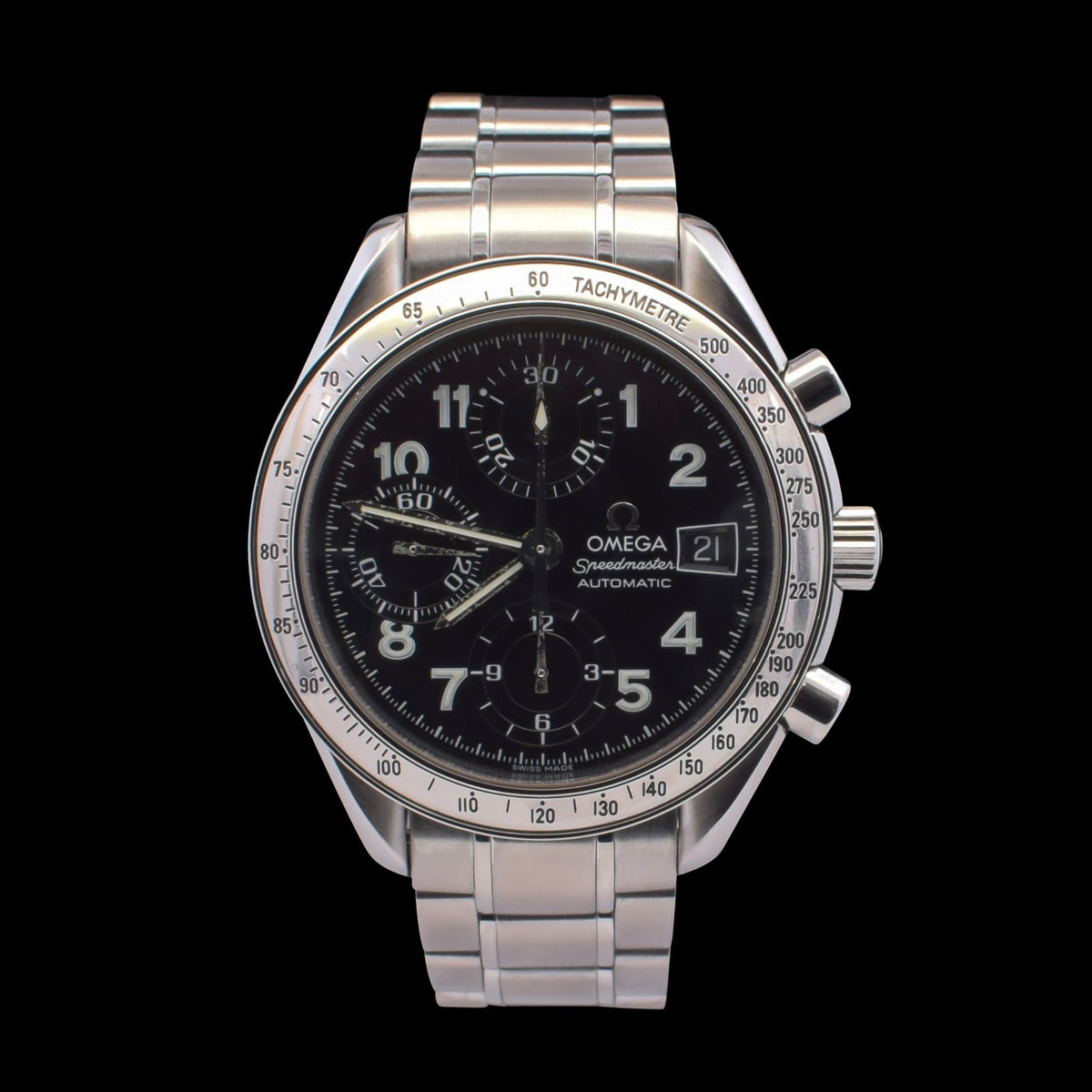 Omega Speedmaster Date  | 39mm | Rare Black Arabic Dial | Ref. 3513.52 with Card