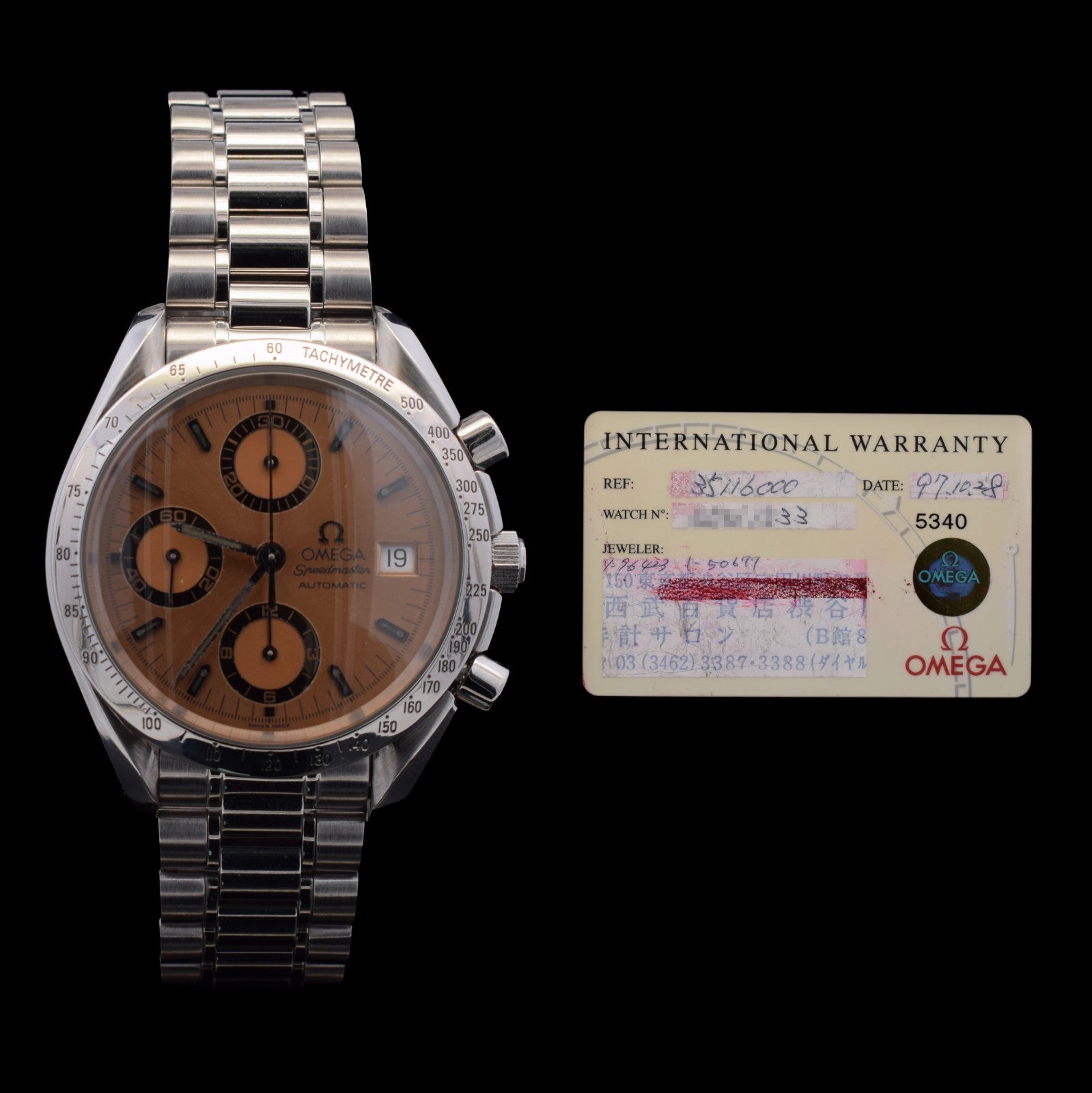 Omega Speedmaster |  Salmon Dial | 40th Anniversary | Ref 3511.60 | Card (1997)