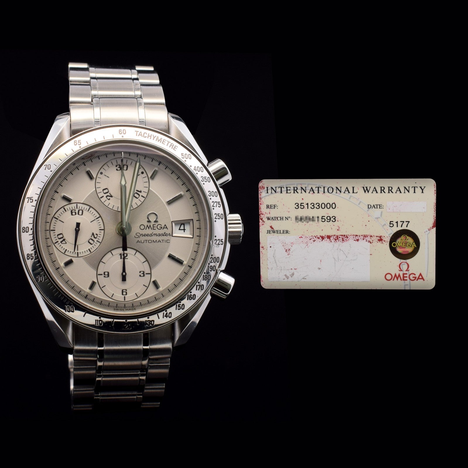 Omega Speedmaster Date 39mm White/Silver Dial | Ref 3513.30 with Card I