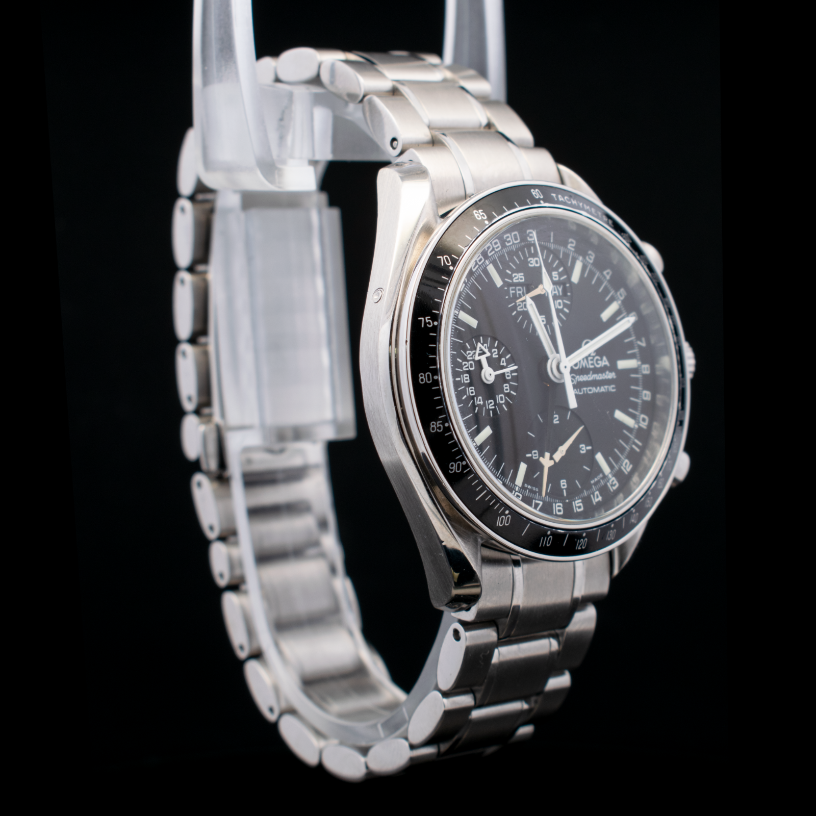 Omega Speedmaster date 39 MM Black Dial with Orange Tritium Patina