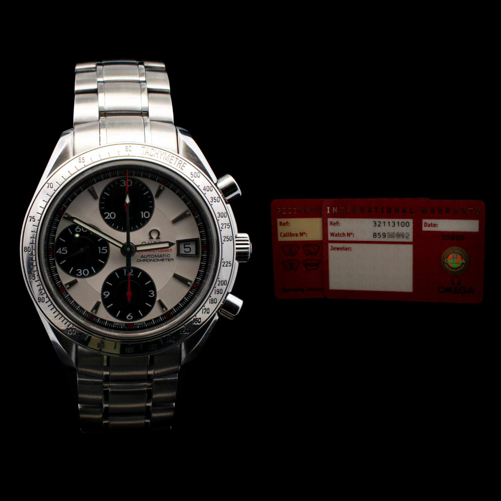 Omega Speedmaster Date  White/Black "Panda" Dial | Ref 3211.31 with Open