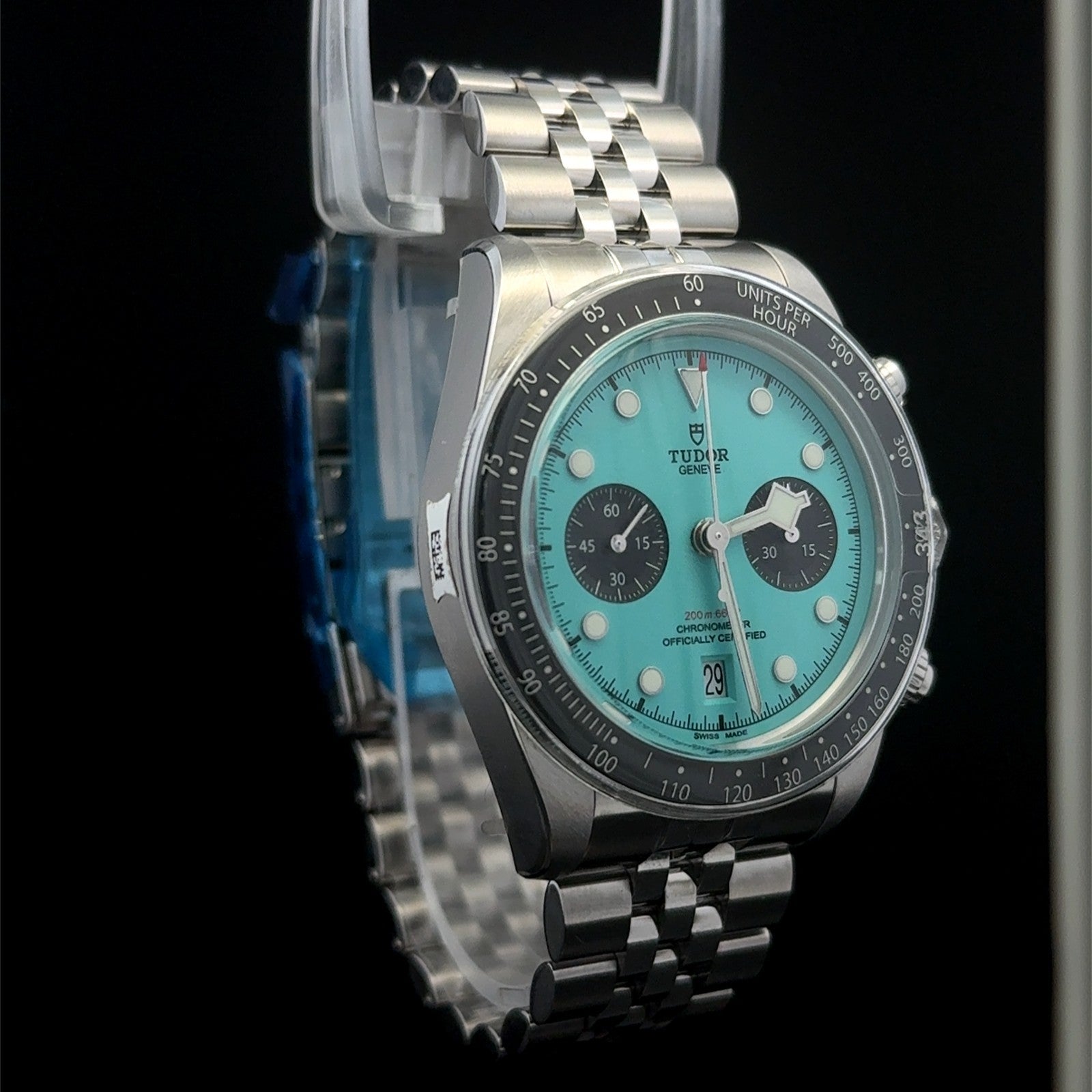 Tudor Rare Black Bay Chronograph NEW 41mm Flamingo Tiffany Dial 79360N Open Card