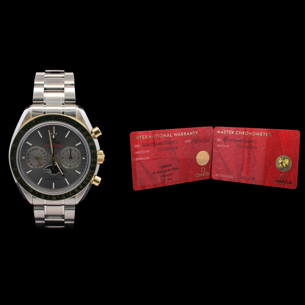Omega Speedmaster Moonphase Master Chronometer | Grey Dial | Green Bezel