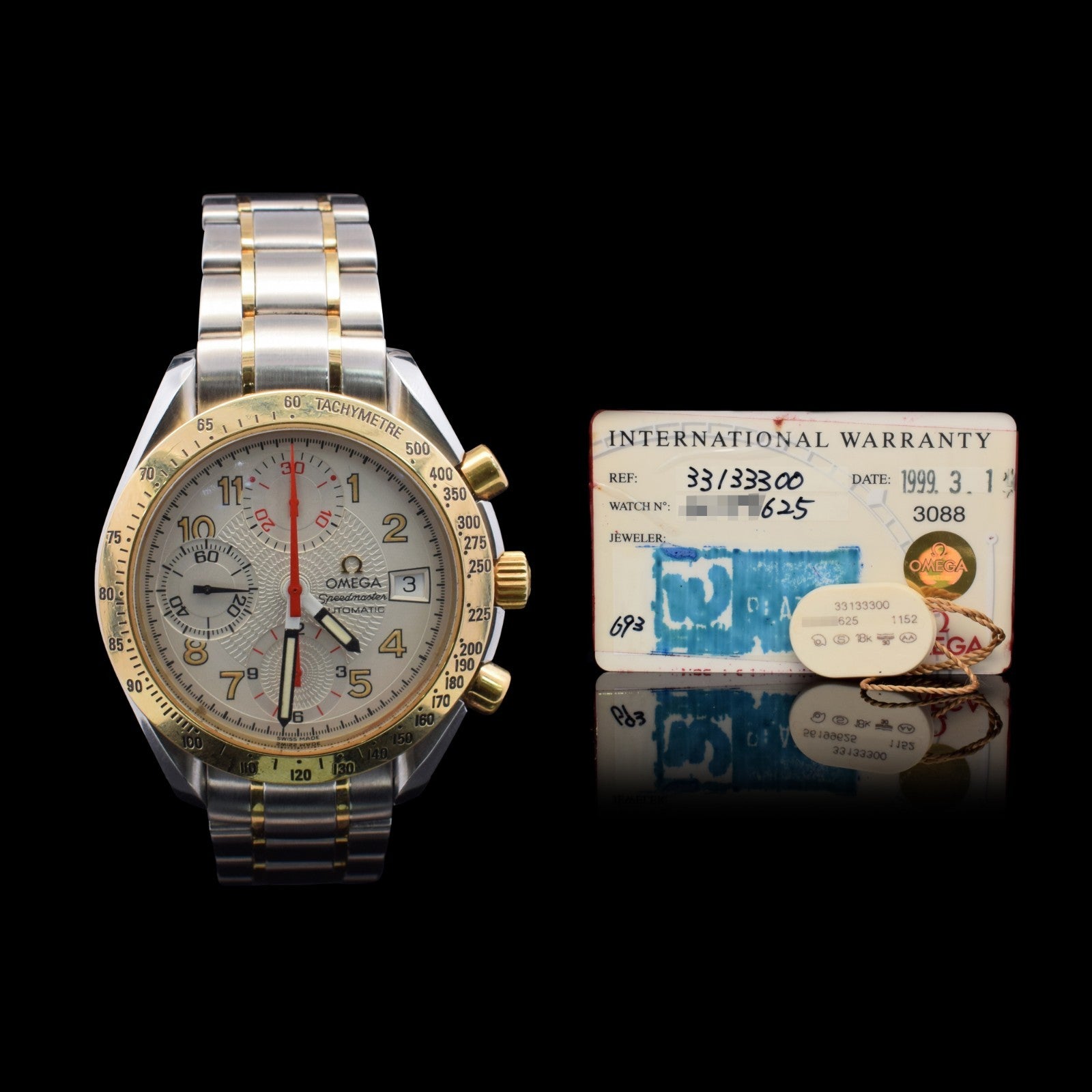 Omega Speedmaster Date | White Guilloché Racing Dial | Two-Tone | Ref. 3313.33 I