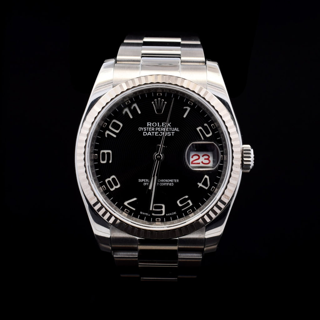 Rolex Datejust36mm 116234|Black Concentric Dial |Oyster Bracelet | White Rolesor