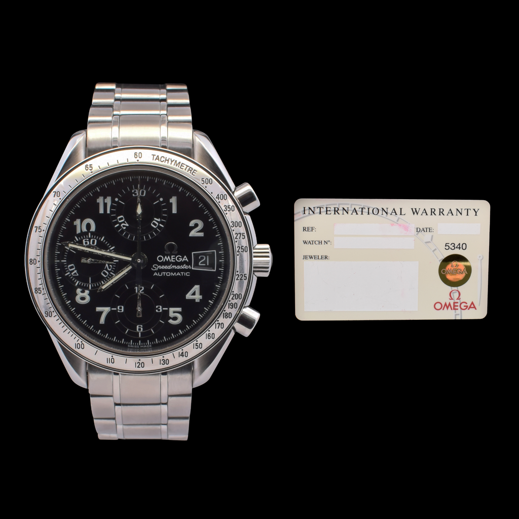 Omega Speedmaster Date  | 39mm | Rare Black Arabic Dial | Ref. 3513.52 with Card