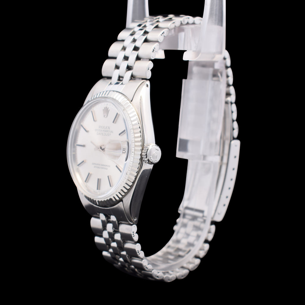 Rolex Datejust 36mm | White Dial | White Gold Fluted Bezel | Ref. 1601 | 2.94M Serial